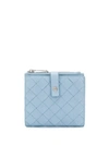 Bottega Veneta Intrecciato Woven Bi-fold Wallet In Blue In Light Blue