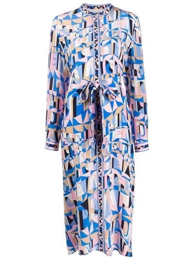 Emilio Pucci Abstract-print Shirt Dress In Blue