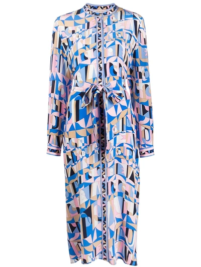 Pucci Abstract-print Shirt Dress In Blue