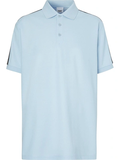 Burberry Stonely Logo Tape Short Sleeve Polo In Pale Blue