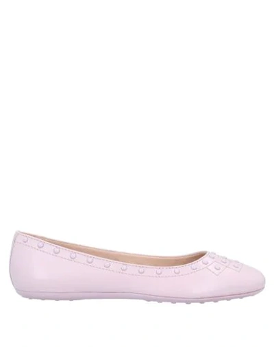 Tod's Studded Leather Ballet Flats In Pink