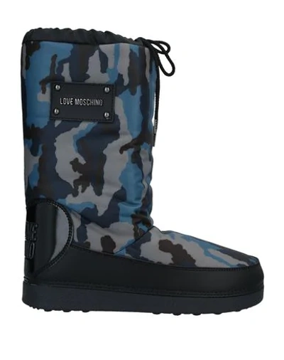Love Moschino Knee Boots In Blue