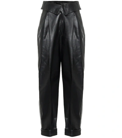 Proenza Schouler Pleated Leather Tapered Pants In Black