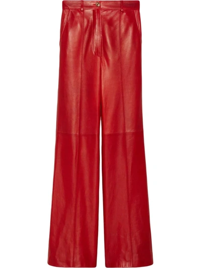 Gucci Lambskin Tailored Trousers In Red
