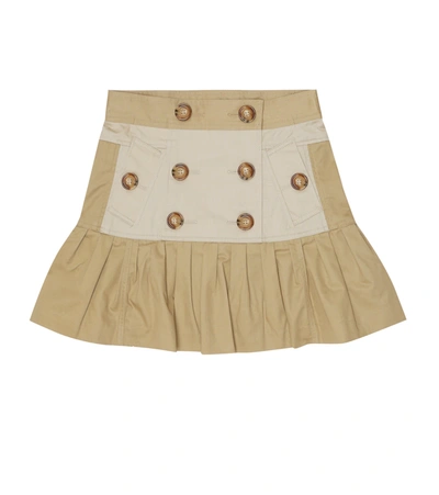 Burberry Kids' Gathered Cotton Twill Trench Skirt In Beige