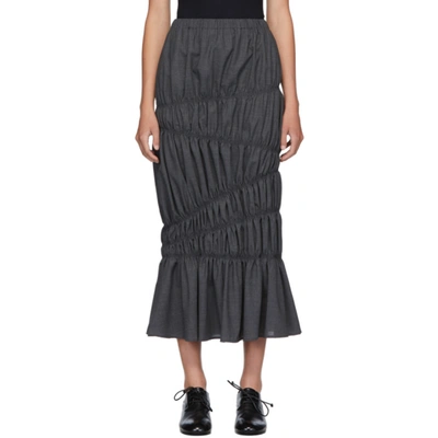 Enföld Grey Wool Light Summer Tiered Skirt In 170 Chargry
