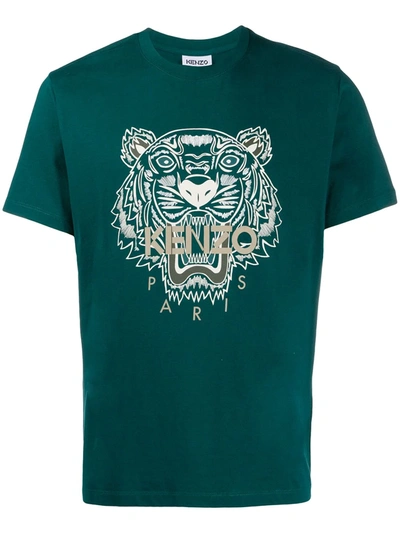 Kenzo Tiger Logo T-shirt In Green