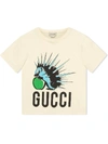 Gucci Kids' Children's Hedgehog Print Cotton T-shirt In White