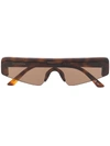 Balenciaga Ski Flat-top Rectangle Acetate Sunglasses In Brown