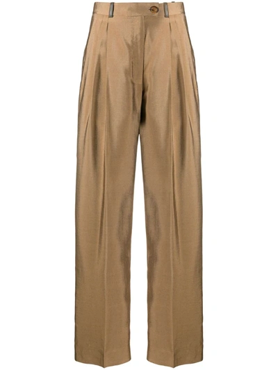Stine Goya Chet Straight Leg Suit Trousers In Brown