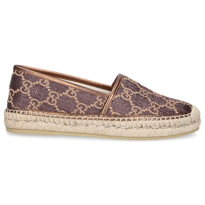 Gucci Espadrilles Heritage Gg Lame In Brown