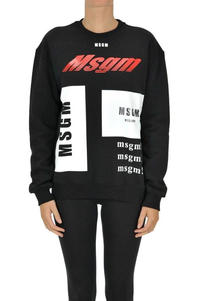 Msgm Designer Logos Sweatshirt In Black