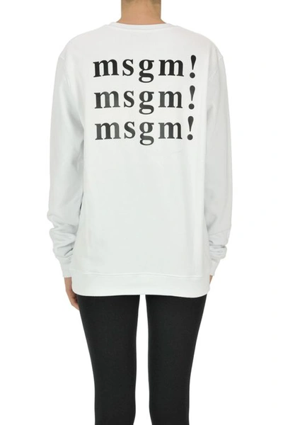 Msgm Back Designer Logo Sweatshirt In White