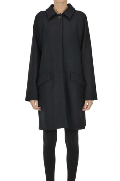 Semicouture Wool-blend Coat In Navy Blue