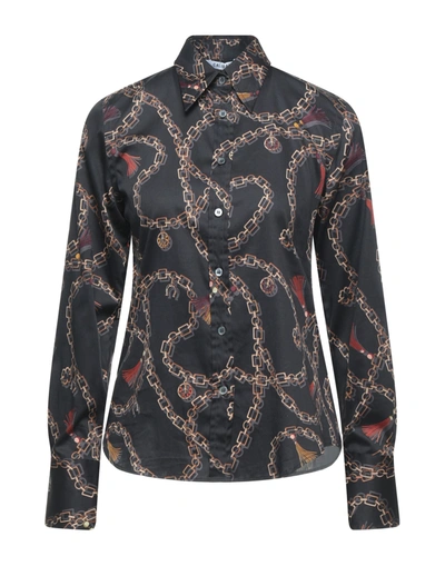 Caliban Printed Cotton Shirt In Black