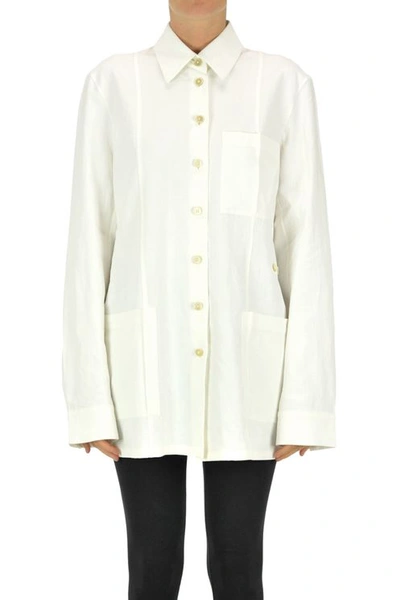 Jil Sander Oversized Linen Shirt In White