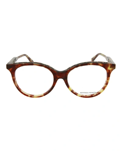 Bottega Veneta Round-frame Optical Glasses In Avana Brown
