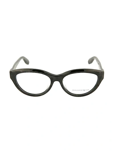 Alexander Mcqueen Women's 55mm Cat Eye Optical Glasses In Grey