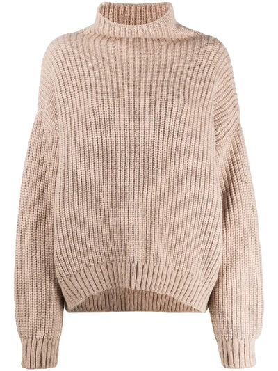 Anine Bing Sydney Funnel Neck Wool & Alpaca Blend Sweater In Brown