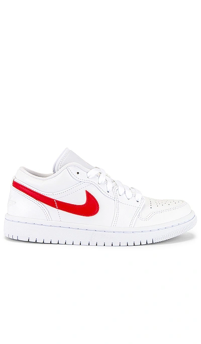 Jordan 1 Low Sneaker In White & University Red