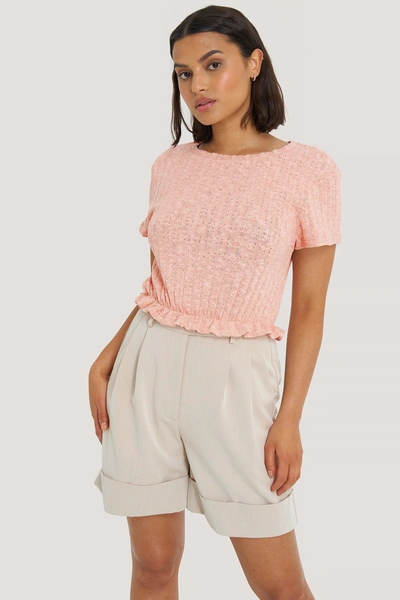 Na-kd Flounce Detail Top - Pink In Dusty Light Pink