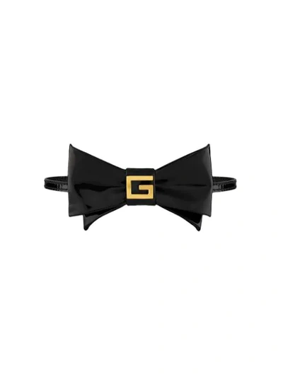 Gucci Logo Bow Tie Choker In Black