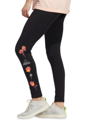 Adidas Originals Adidas Women's Floral Logo Leggings In Black