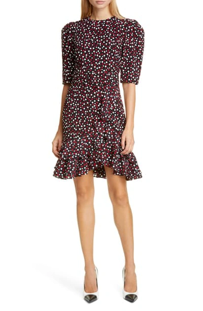 Michael Kors Scattered Dot Stretch Cady Ruffle Dress In Red