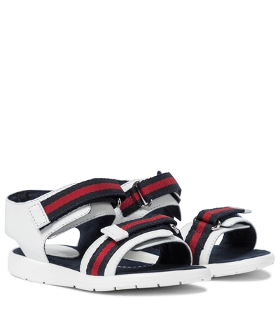 Gucci Kids' Toddler White Gaufrette Striped Web Leather Sandals