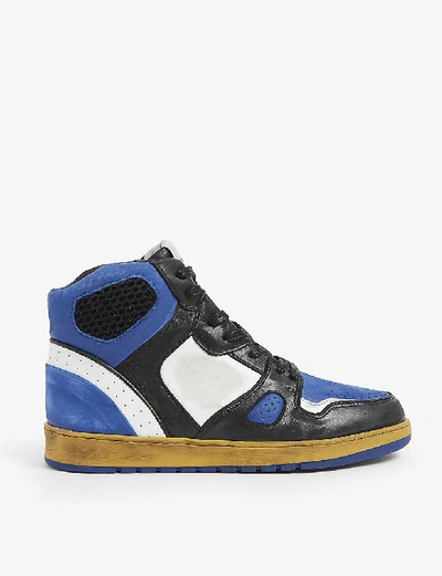 Ales Grey Battalion High Top Leather Trainers In Blue Other