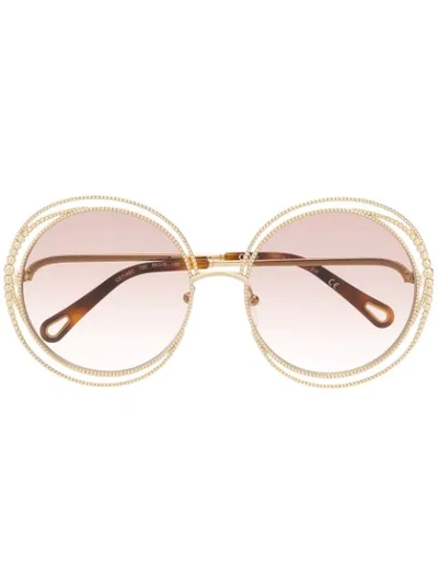 Chloé Carlina Chain Sunglasses In Gold