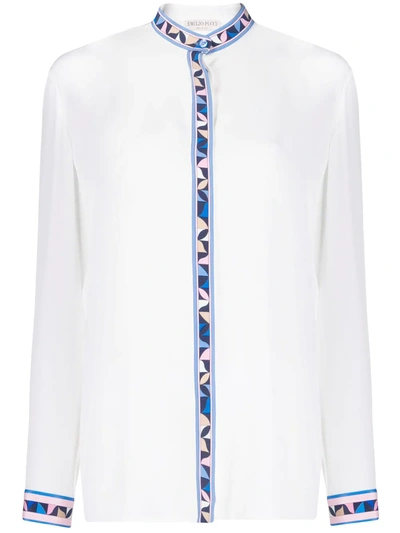 Emilio Pucci Geometric Print Silk Shirt In White