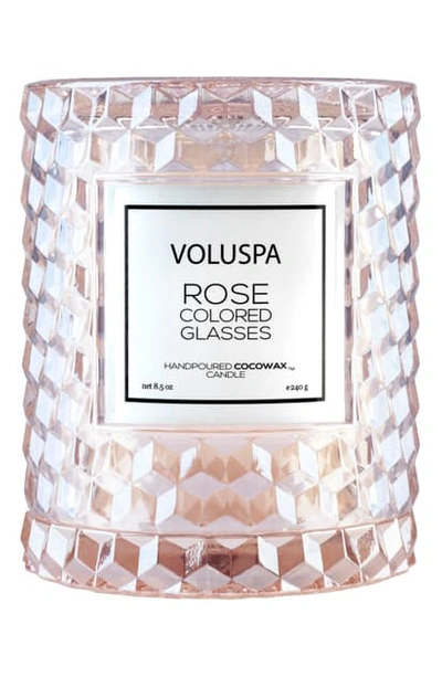 Voluspa Roses Icon Cloche Cover Candle, 8.5 oz In Rose Colored Glasses