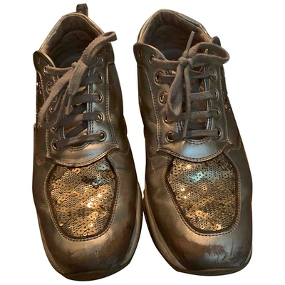 Pre-owned Hogan Leather Trainers In Gold