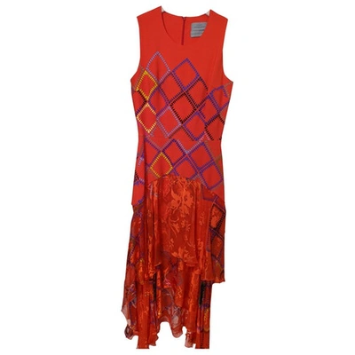 Pre-owned Preen By Thornton Bregazzi Silk Mid-length Dress In Orange