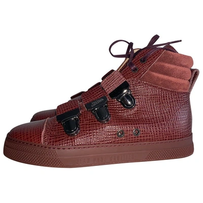 Pre-owned Jean Paul Gaultier Leather Trainers In Burgundy
