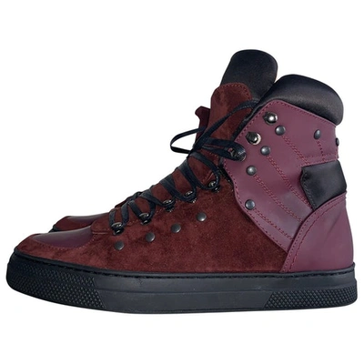 Pre-owned Jean Paul Gaultier Leather Trainers In Burgundy