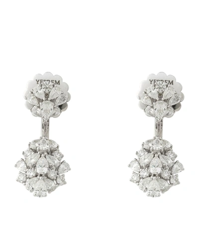 Yeprem White Gold And Diamond Y-not Cluster Earrings