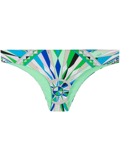 Emilio Pucci Abstract Print Bikini Bottoms In Green