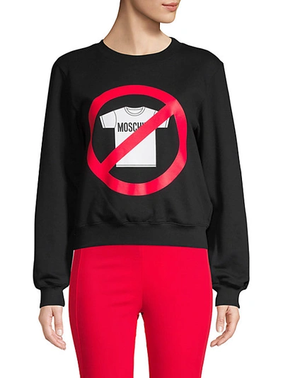 Moschino Women's Graphic Stretch-cotton Sweatshirt In Black Red