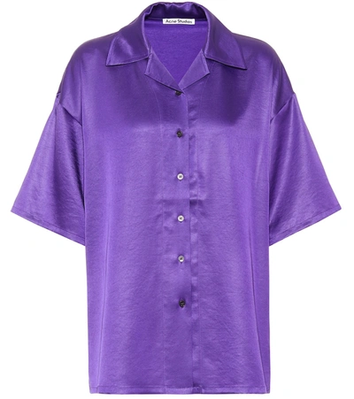Acne Studios Satin Bowling Shirt Electric Purple