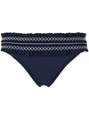 Tory Burch Costa Hipster Smocked Bikini Bottom In Black/new Ivory