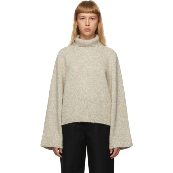 Totême Ravenna Mélange Wool-blend Turtleneck Sweater In Grey 