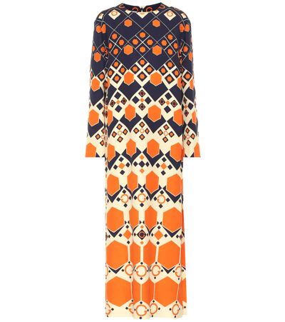 Gucci Printed Silk And Wool Cady Maxi Dress In Aqua | ModeSens