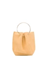 The Row Suede Micro Flat Circle Bucket Bag In Yellow