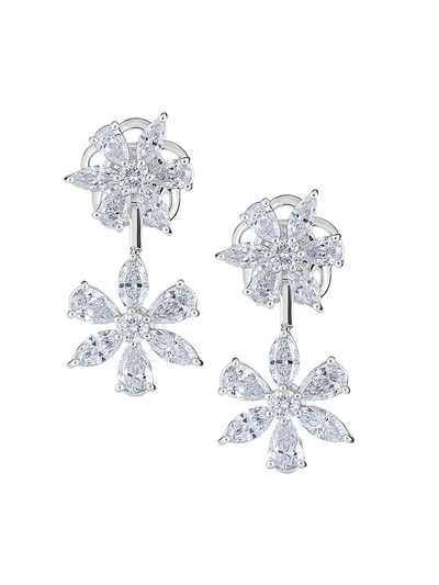 Zydo Luminal 18k White Gold & Diamond Flower Drop Earrings In Diamond White Gold