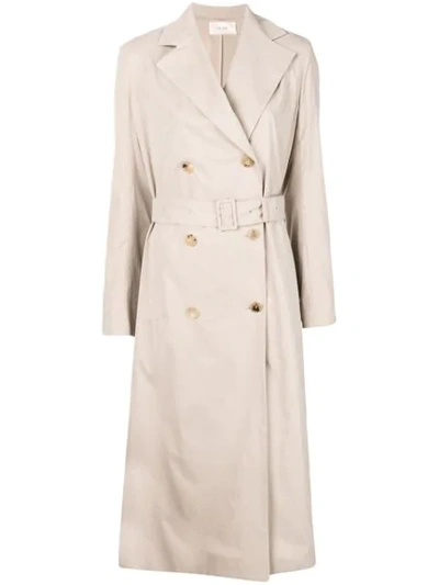 The Row Belted Twill Trench Coat In Grey