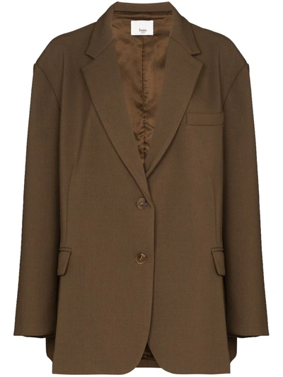 The Frankie Shop Bea Single-breasted Twill Blazer In Brown