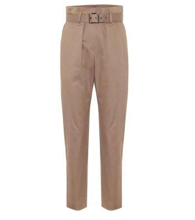Brunello Cucinelli High-rise Cotton Paperbag Pants In Brown
