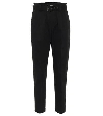 Brunello Cucinelli High-rise Stretch-cotton Paperbag Pants In Black